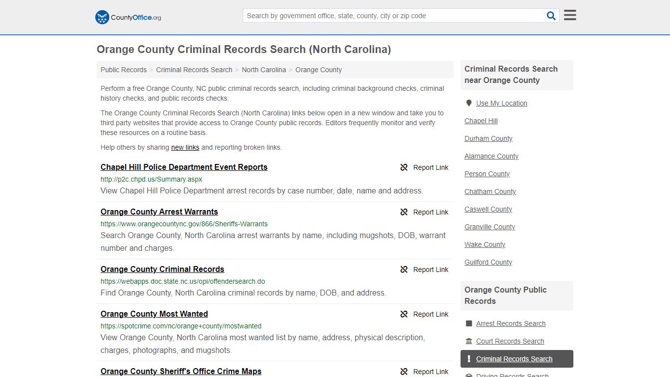 Criminal Records Search - Orange County, NC (Arrests ...